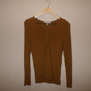 UO Long Sleeved Lace Up Top